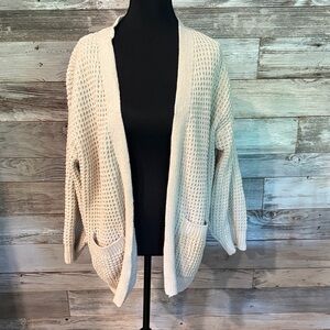 Time and Tru Women's Beige Open-Front Cardigan